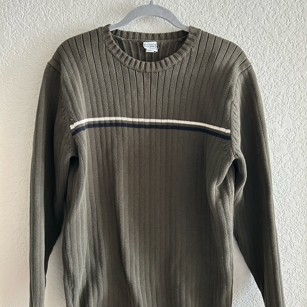 Old Navy Green Crewneck Sweater with Ribbed Texture